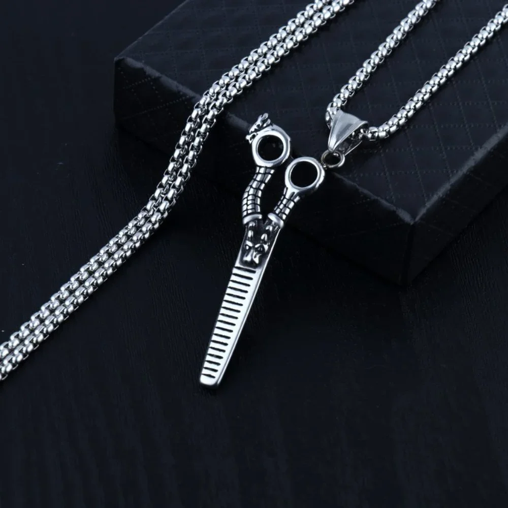 ❤️Fashion domineering scissors pendant necklace for women/men, N90201P225